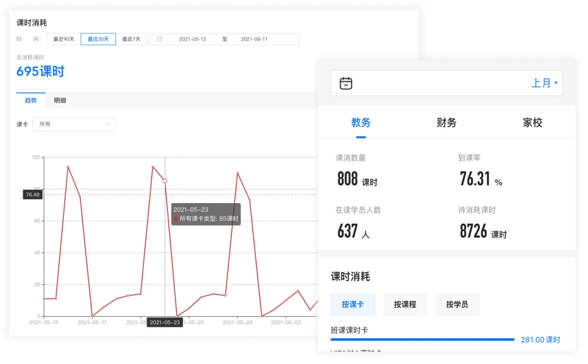 课消统计功能示意